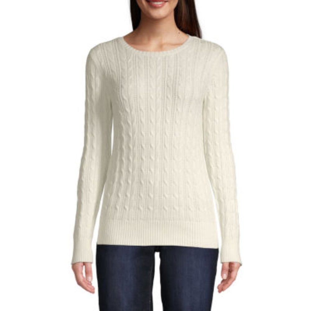 St Johns Bay Womens Crew Neck Long Sleeve Pullover Sweater